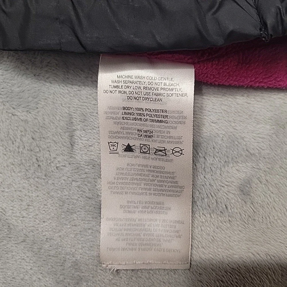 Columbia Jacket Girls M Black Pink Full Zip Hooded Fleece Lined Windbreaker